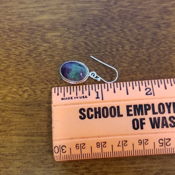 Sterling silver oval ruby zoisite dangle earrings - Picture 7 of 7